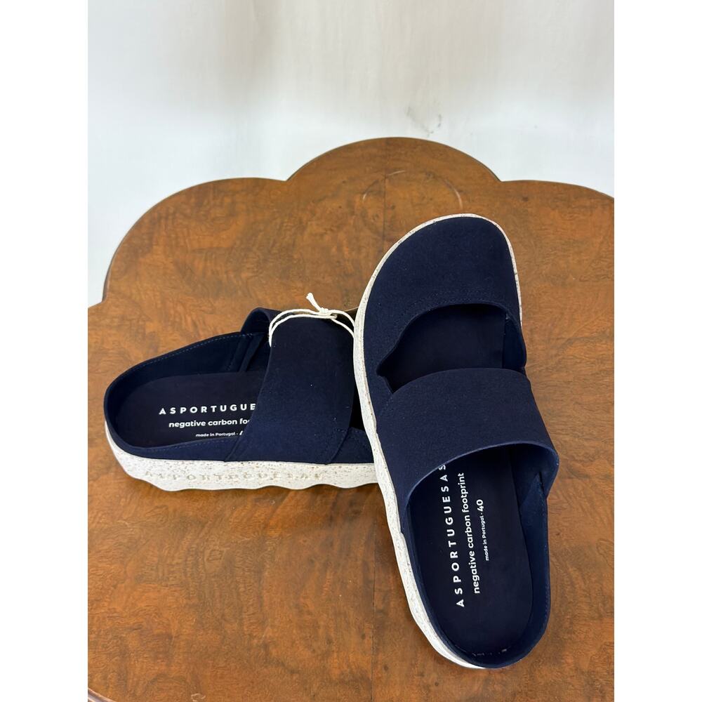 NWT Asportuguesas Cana Navy Slip On Mule Size 40 #0580 Portugal